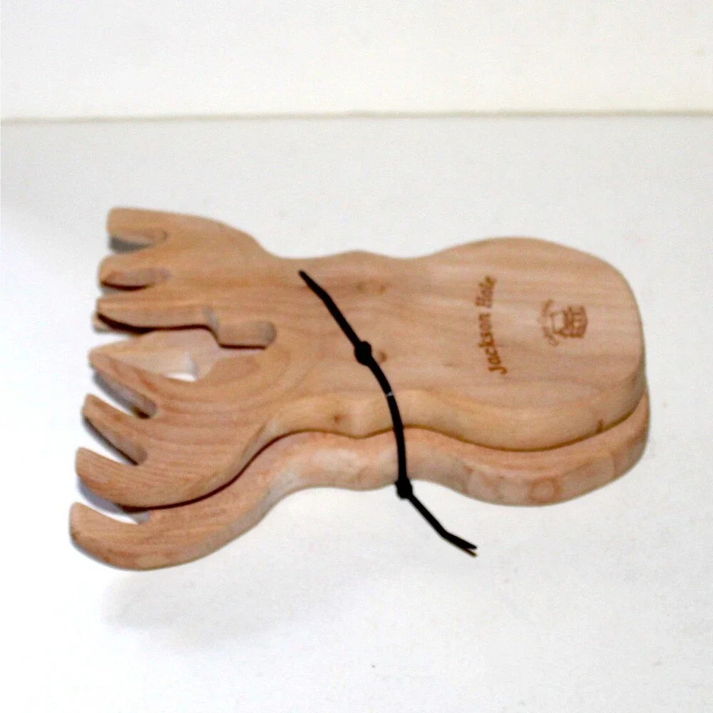 Moose Salad Pasta Servers Jackson Hole Cabin Cuisine Wyoming wood